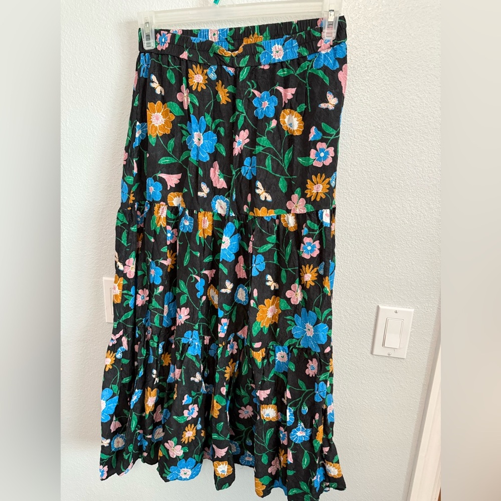 Kate Spade Blue and Orange Tiered Maxi Skirt